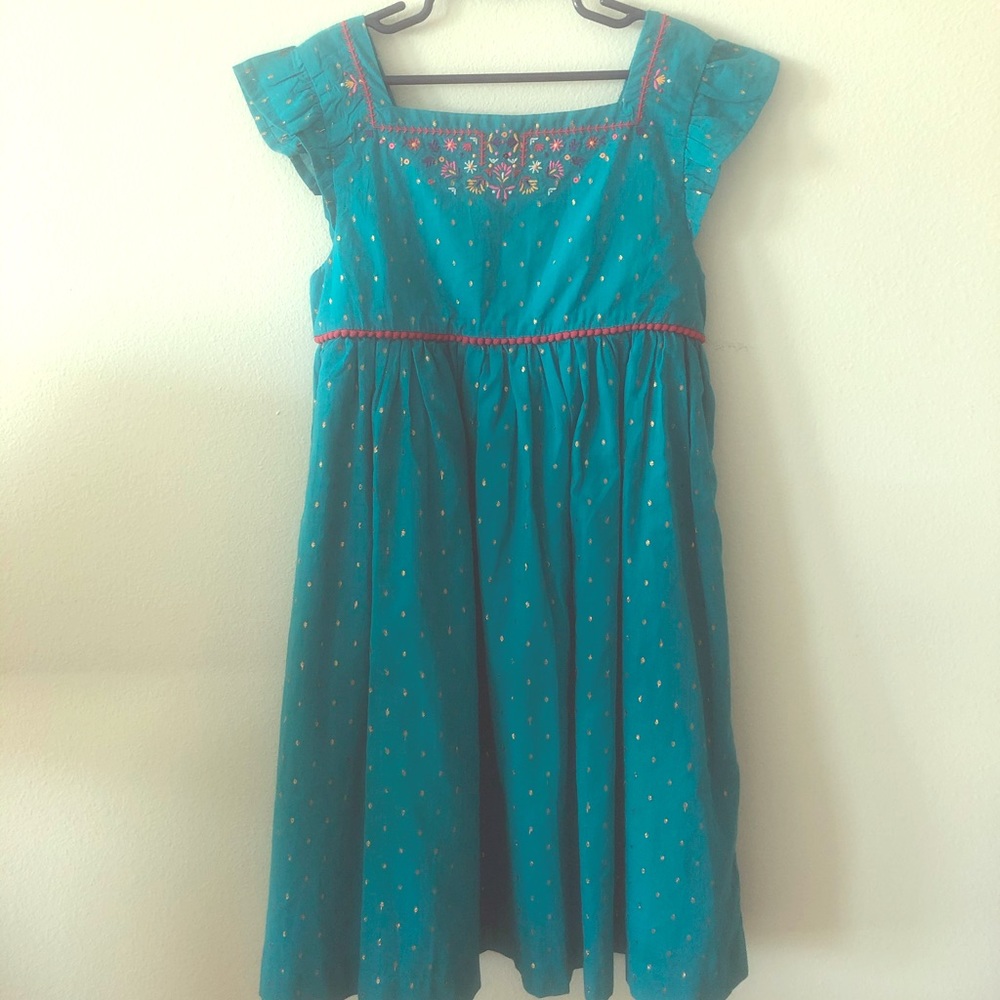 Teal blue embroidered summer dress